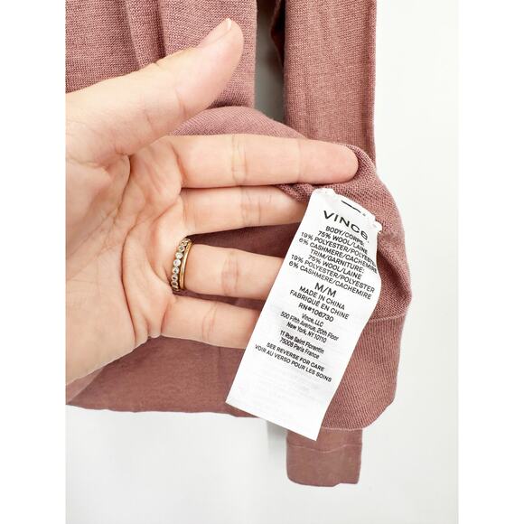 Vince Wool Cashmere Blend Funnel Mock Neck Pink Pullover Sweater Size Medium NWT - Picture 4 of 6